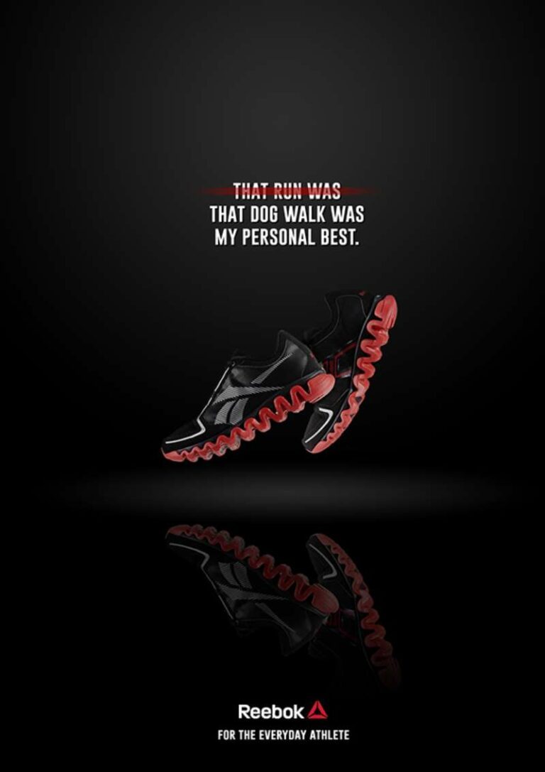 Reebok running shoe campaign with reflection